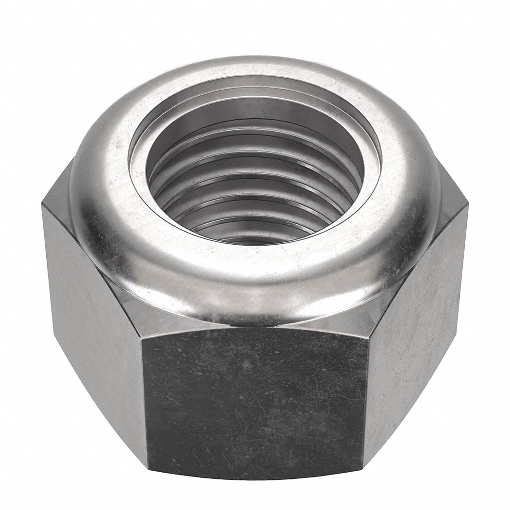 Hex Locknut: Nylon Insert, Std Hex, M20x2.50 Thread Size, Stainless Steel, 316, NL-19, 5 PK