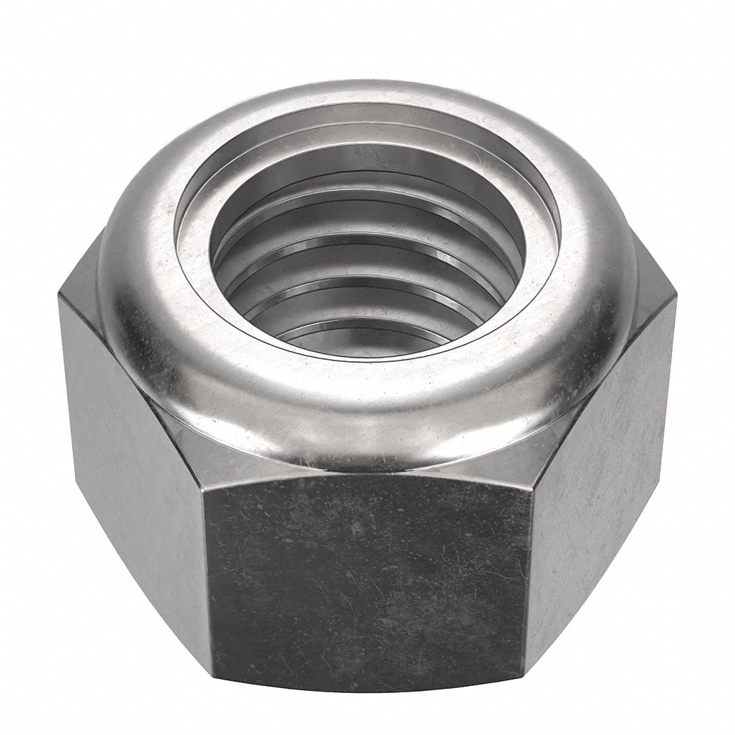 Lock Nut: Nylon Insert, Jam Hex, 7/16"-14 Thread Size, Stainless Steel, 316, NL-19, 25 PK