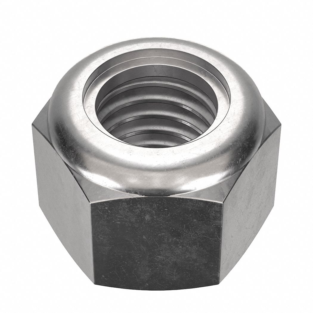 Lock Nut: Nylon Insert, Jam Hex, 1/2"-13 Thread Size, Stainless Steel, 316, NL-19, 25 PK