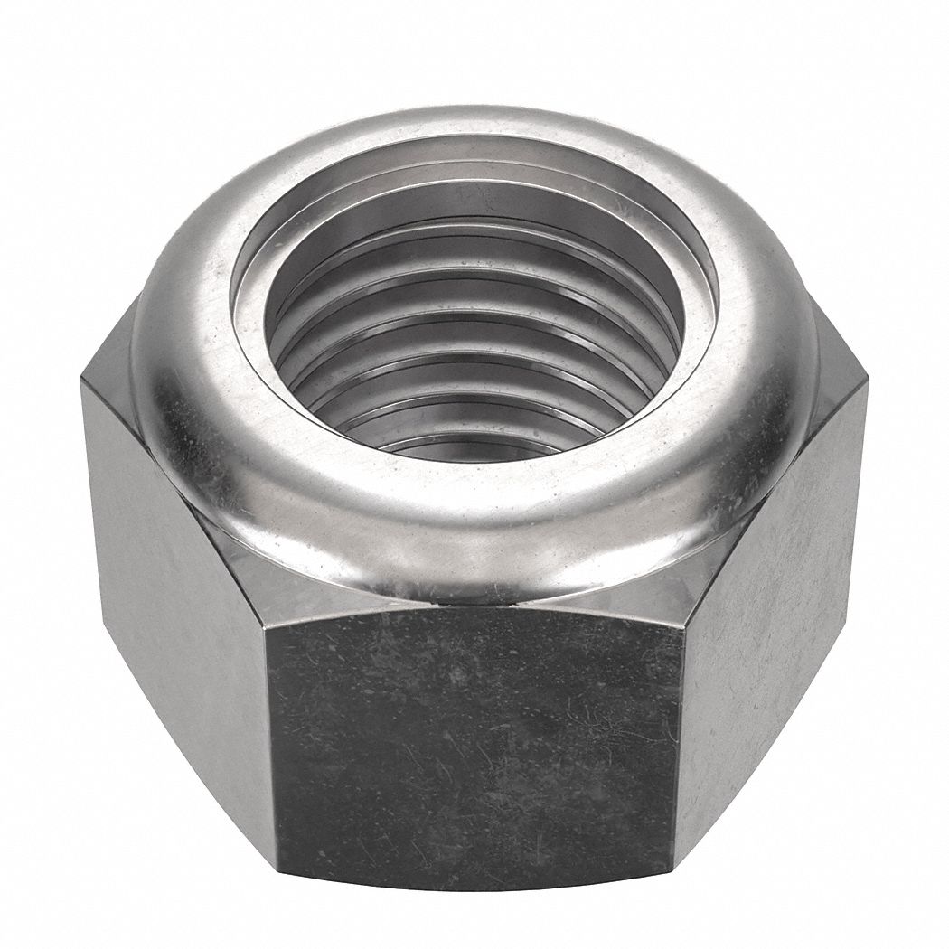 Lock Nut: Nylon Insert, Jam Hex, 1"-8 Thread Size, Stainless Steel, 316, NL-19, 3 PK