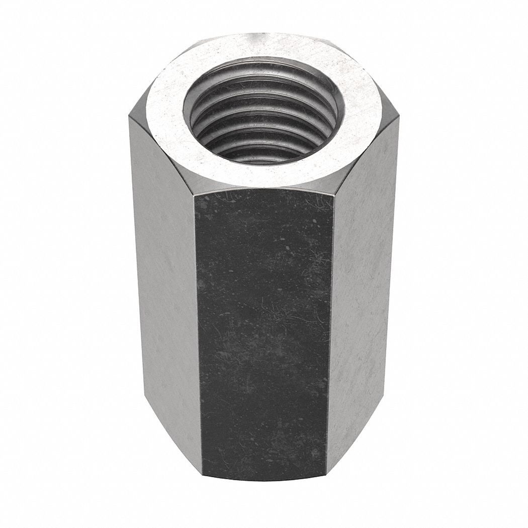 Coupling Nut: NL-19, 18-8, Stainless Steel, M5x0.08 Thread, 8 mm Hex Wd, 15 mm Lg, 10 PK