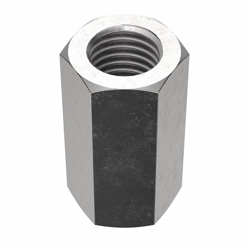 Coupling Nut: NL-19, 18-8, Stainless Steel, M8x1.25 Thread, 13 mm Hex Wd, 24 mm Lg, 10 PK