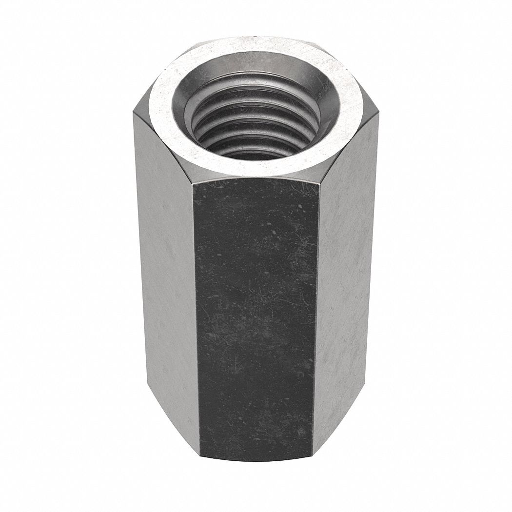 Coupling Nut: NL-19, 18-8, Stainless Steel, 5/8"-11 Thread, 7/8 in Hex Wd, 1 3/4 in Lg, 2 PK