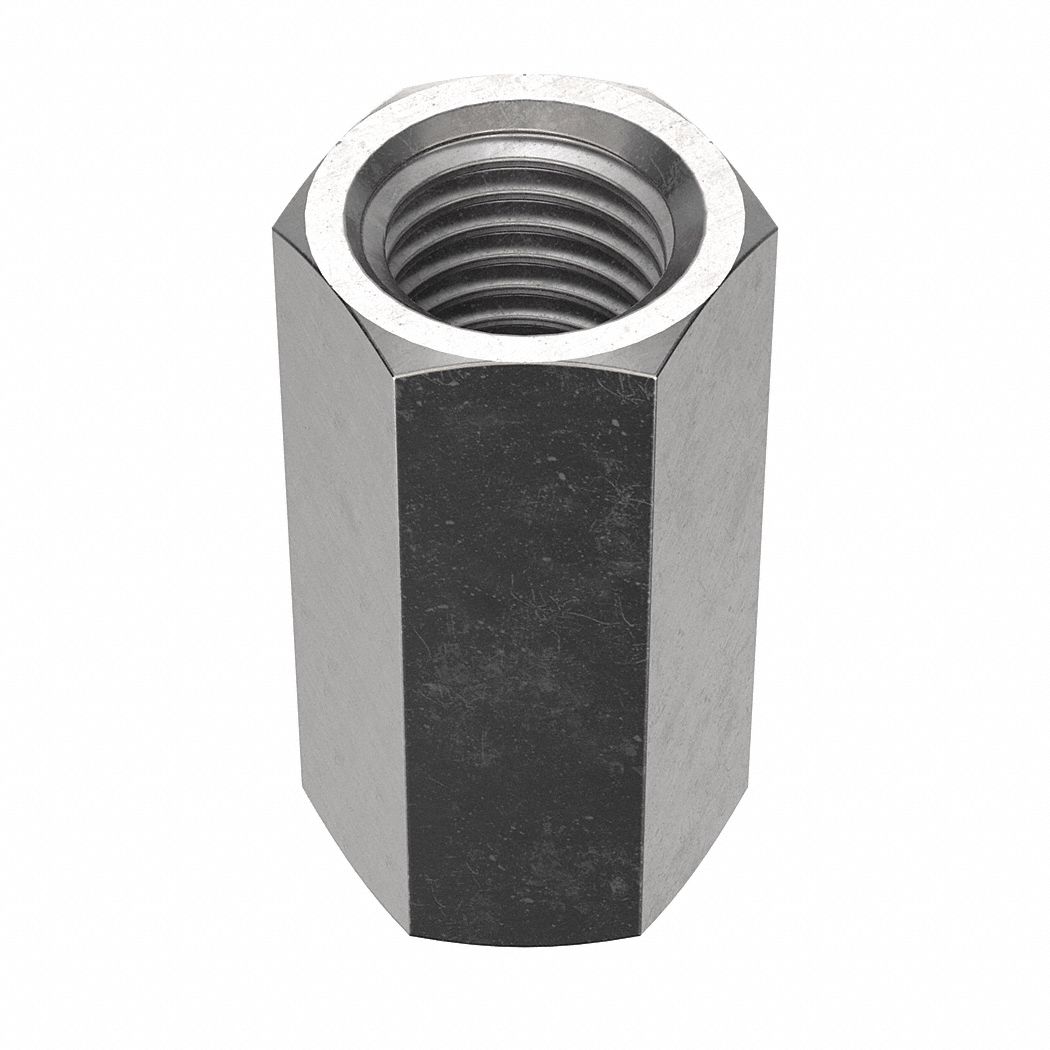 Coupling Nut: NL-19, 18-8, Stainless Steel, 3/4"-10 Thread, 1 in Hex Wd, 2 in Lg