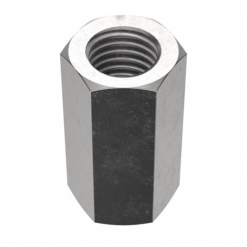 Coupling Nut: NL-19, 316, Stainless Steel, M5x0.08 Thread, 8 mm Hex Wd, 15 mm Lg, 10 PK