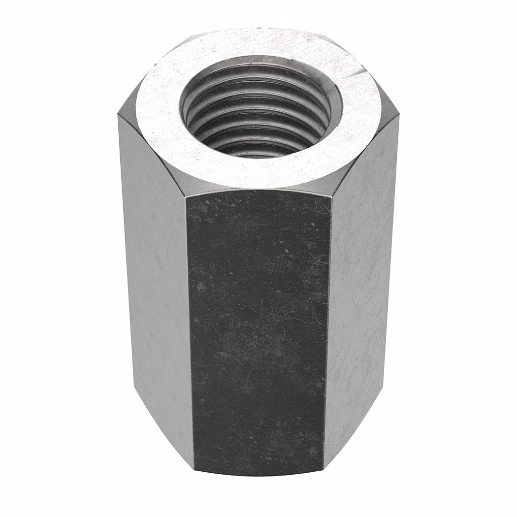 Coupling Nut: NL-19, 316, Stainless Steel, M10x1.50 Thread, 17 mm Hex Wd, 30 mm Lg, 5 PK