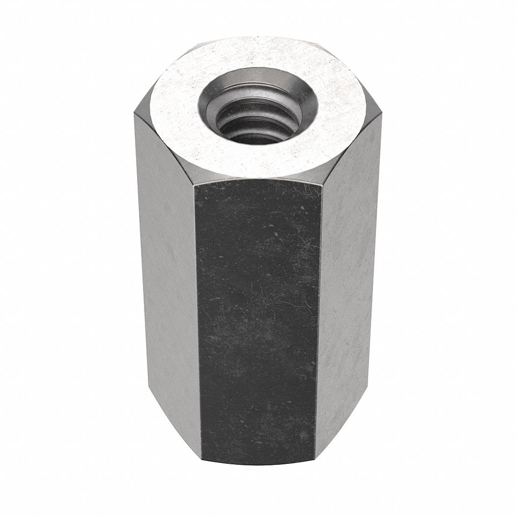 Coupling Nut: NL-19, 316, Stainless Steel, 5/16"-18 Thread, 7/16 in Hex Wd, 1 in Lg, 3 PK