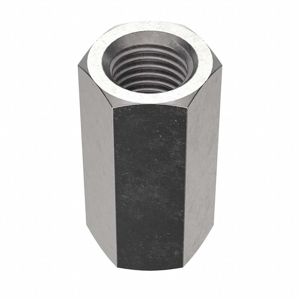 Coupling Nut: NL-19, 316, Stainless Steel, 7/8"-9 Thread, 1 1/4 in Hex Wd, 2 1/2 in Lg