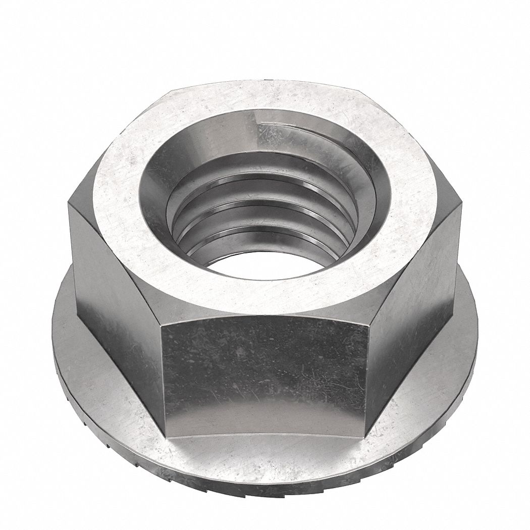Lock Nut: 3/8"-16 Thread, Stainless Steel, 18-8, NL-19, 9/16 in Hex Wd, 11/32 in Hex Ht, 25 PK