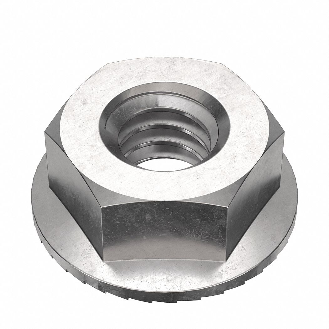 Lock Nut: 1/4"-20 Thread, Stainless Steel, 316, NL-19, 7/16 in Hex Wd, 15/64 in Hex Ht, 25 PK