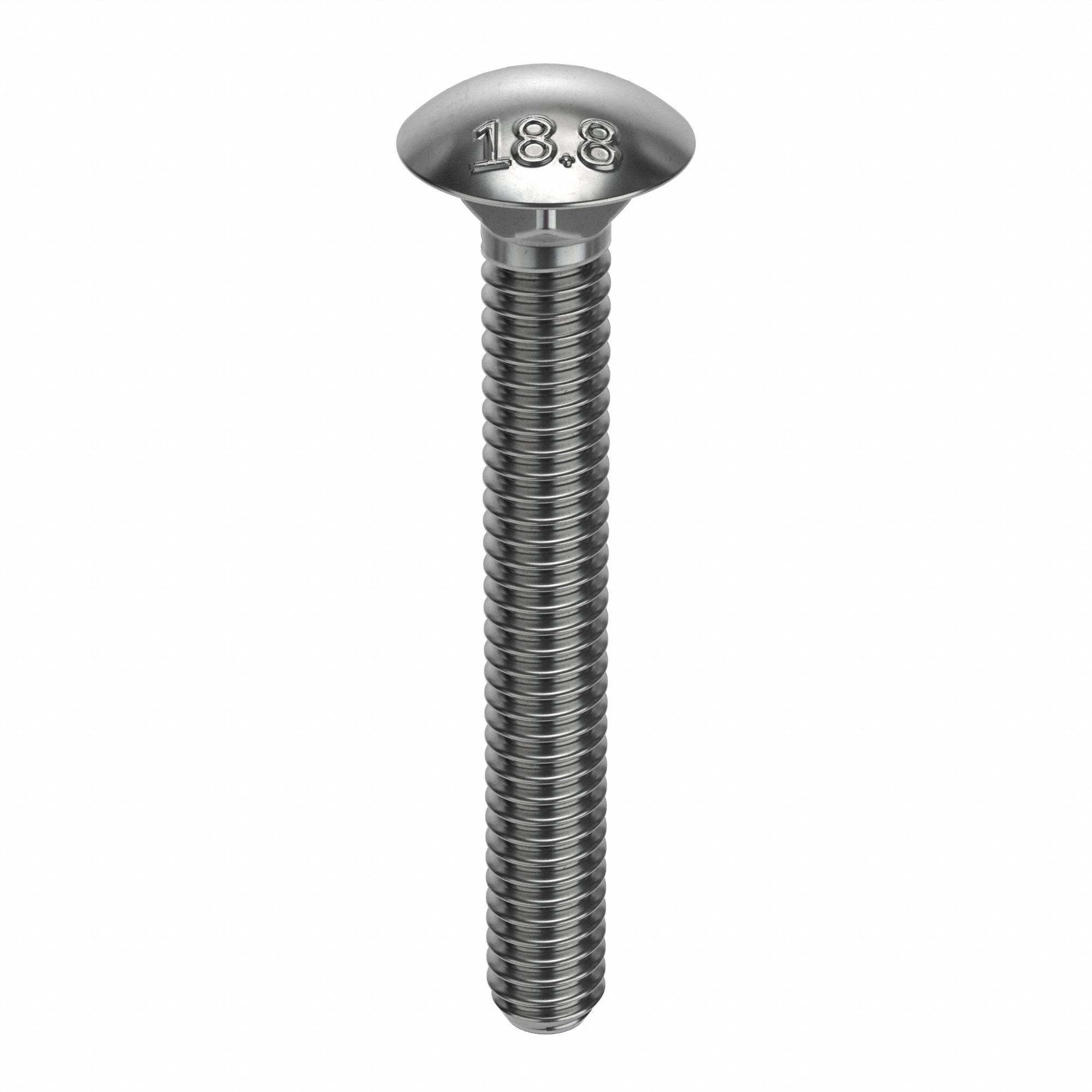 Carriage Bolt: Square Neck, 1/4"-20 Thread Size, 1 1/2 in lg, Stainless Steel, 18-8, NL-19, 50 PK