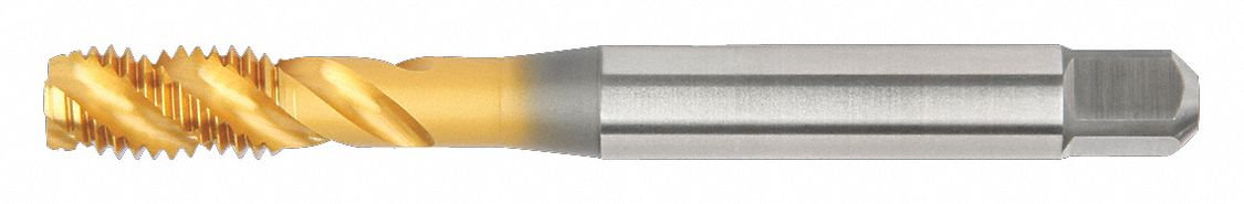 Spiral Flute Tap: #10-24 Thread Size, 1/4 in Thread Lg, 2 3/4 in Overall Lg, Plug, 2B / 2B