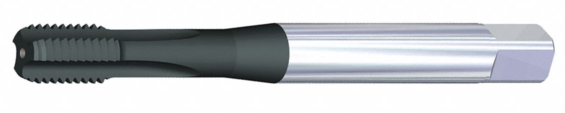 Straight Flute Tap: M8x1.25 Thread Size, 10.00 mm Thread Lg, 90.00 mm Overall Lg, 3 Flutes