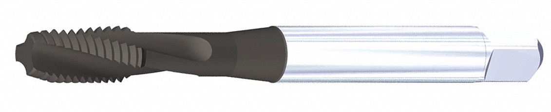 Spiral Flute Tap: #10-24 Thread Size, 7/16 in Thread Lg, 2 3/4 in Overall Lg, Semi-Bottom
