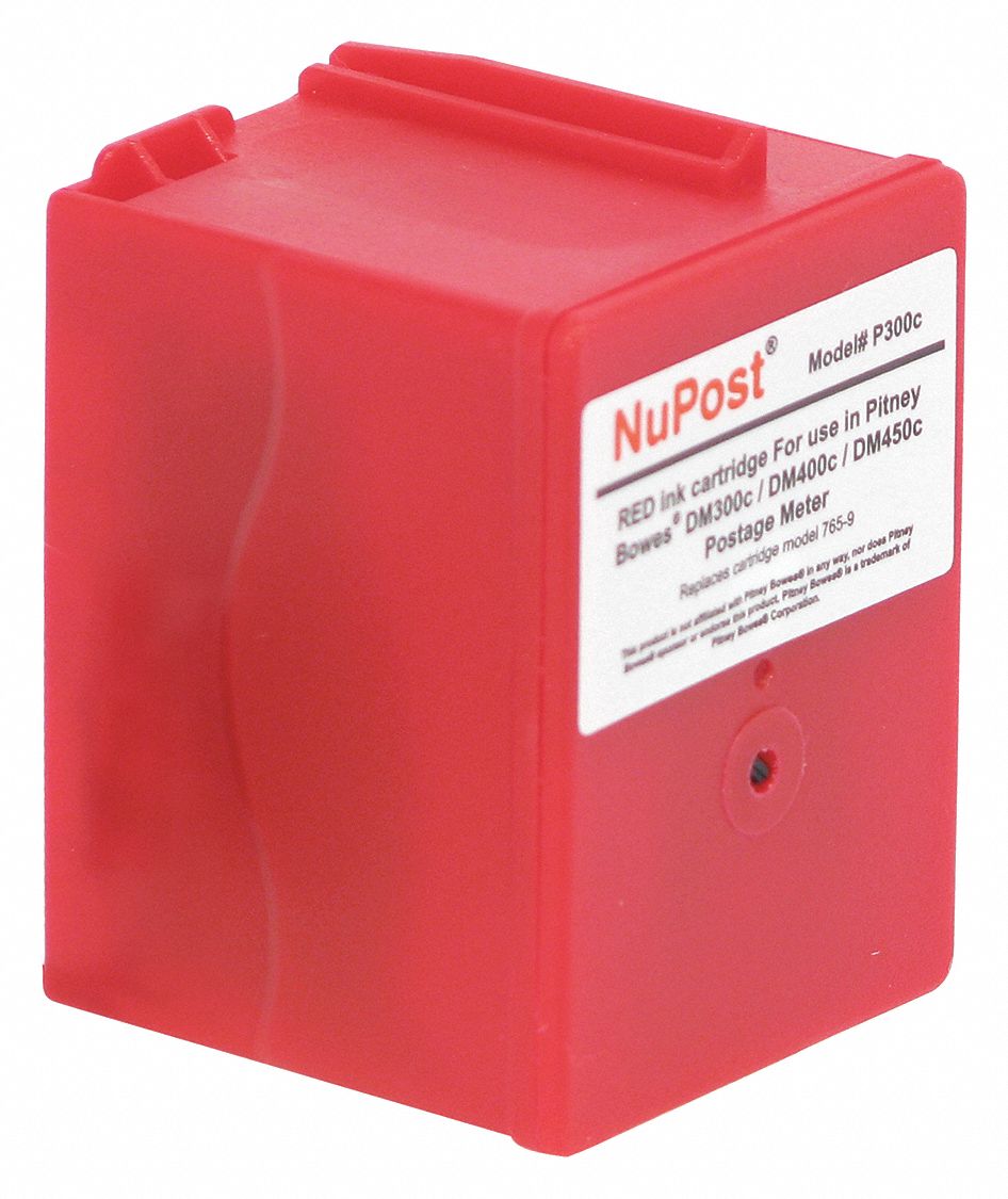 Postage Ink Cartridge: 765-9, Remanufactured, Pitney Bowes, Postage Meter, Red