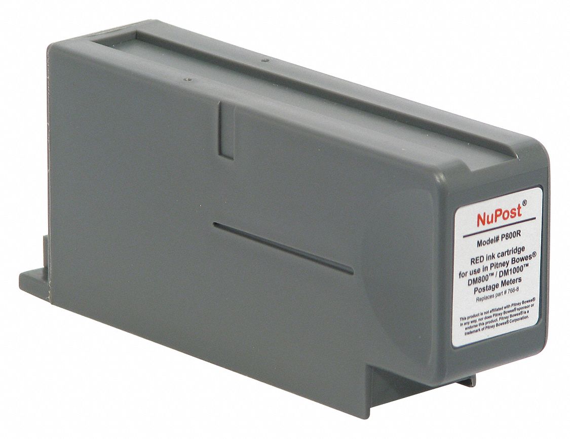 NUPOST Postage Ink Cartridge 7668, Remanufactured, Pitney Bowes, Postage Meter, Red 53PM83