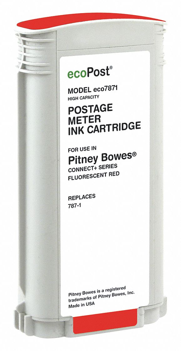 Postage Ink Cartridge: 787-1, Remanufactured, Pitney Bowes, Postage Meter, Connect Plus, Red