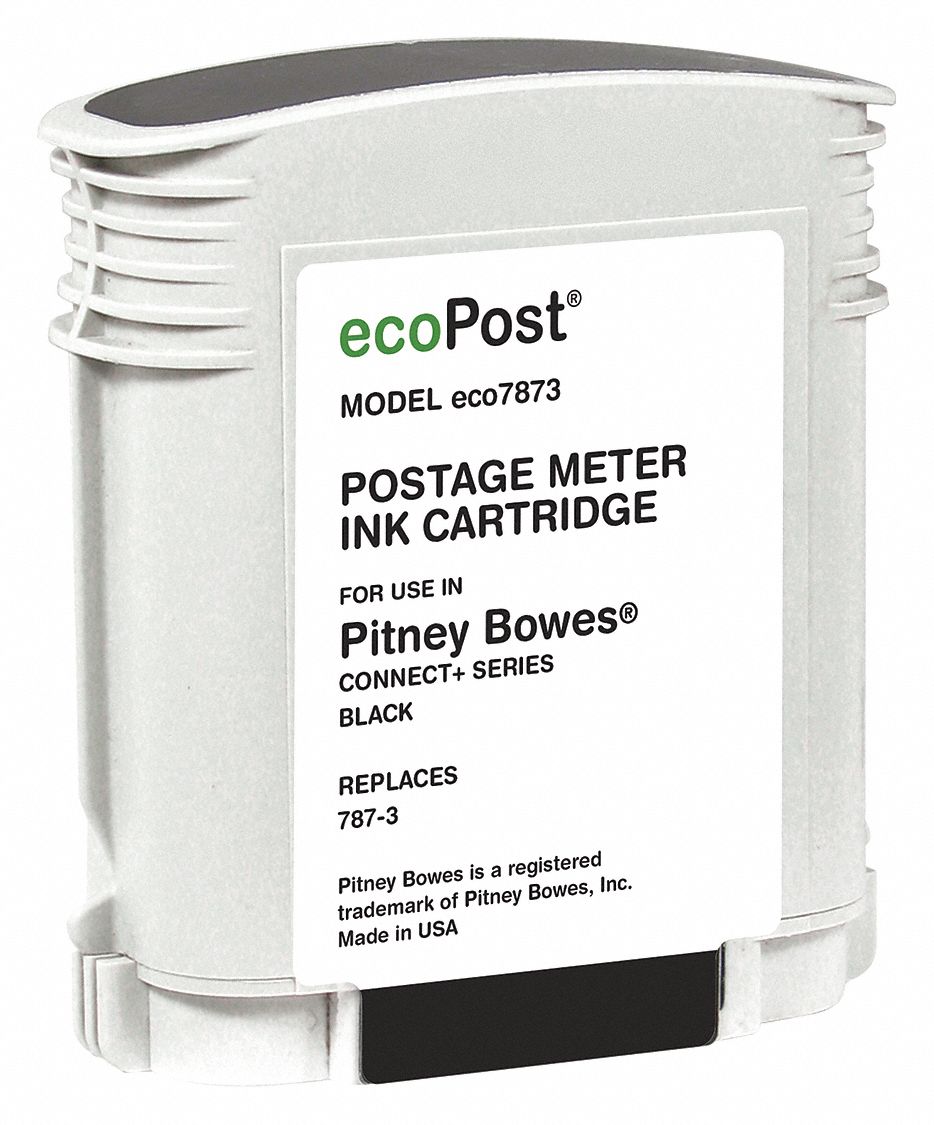 Postage Ink Cartridge: 787-3, Remanufactured, Pitney Bowes, Connect Plus, 1000/2000/3000, Black