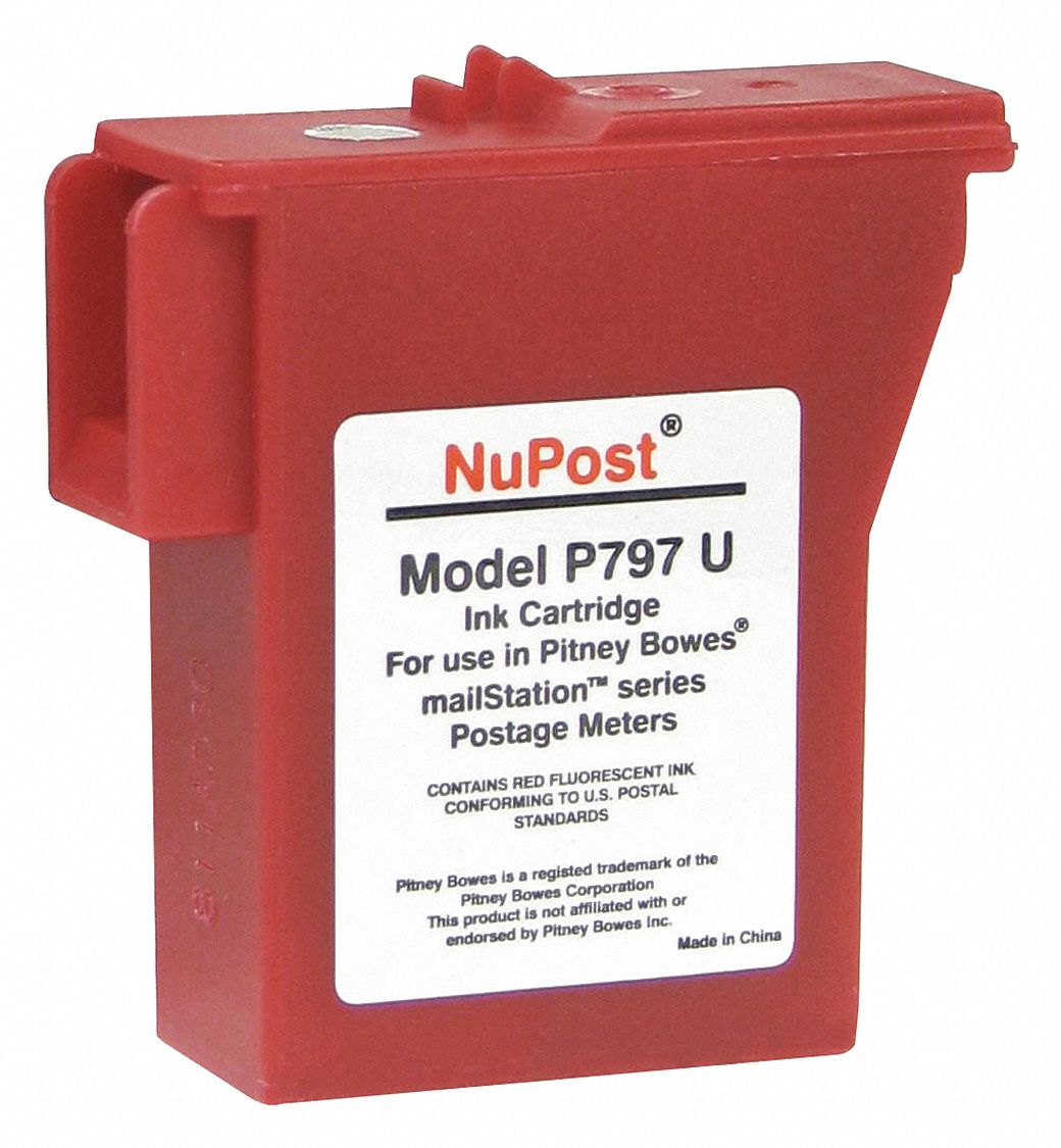 NUPOST Postage Ink Cartridge, Red, Pitney Bowes 53PM93NPTK700 Grainger