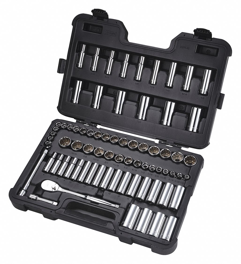 SOCKET SET,3/8",SAE/METRIC,CHROME,73PCS