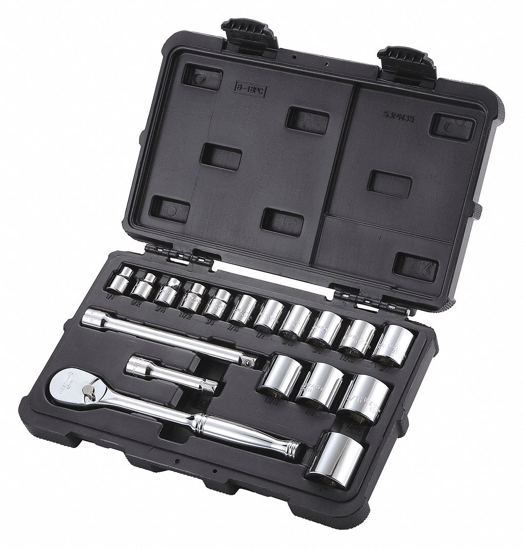 SOCKET SET,SAE,3/8" DRIVE,18 PCS