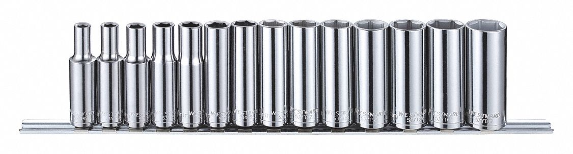 SOCKET SET,3/8",METRIC,CHROME,14PCS