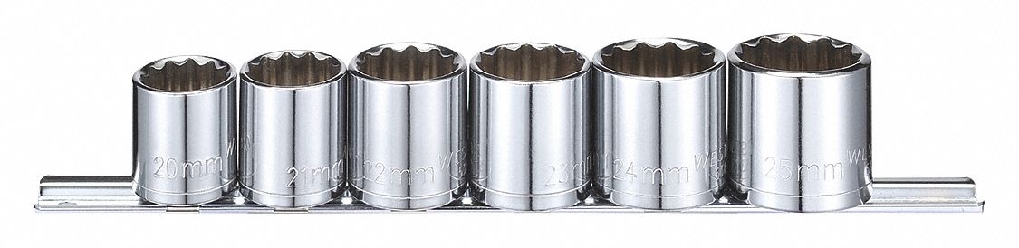 SOCKET SET,METRIC,3/8" DRIVE,6 PCS