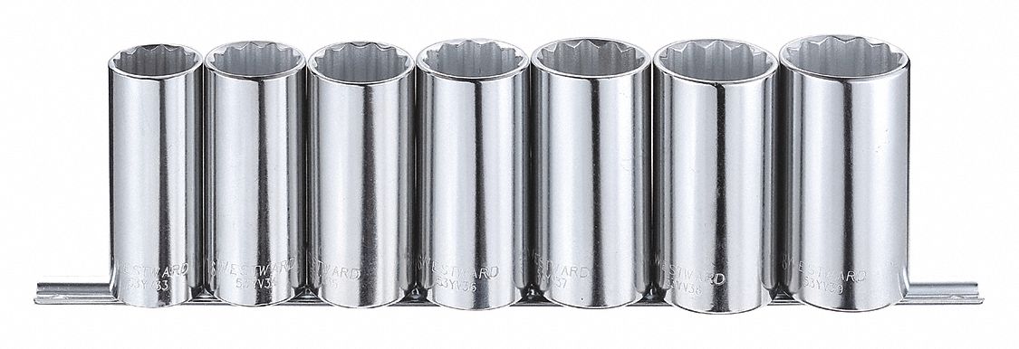 ENSMBL DOUILLE,1/2PO,SAE,CHROME,7PC