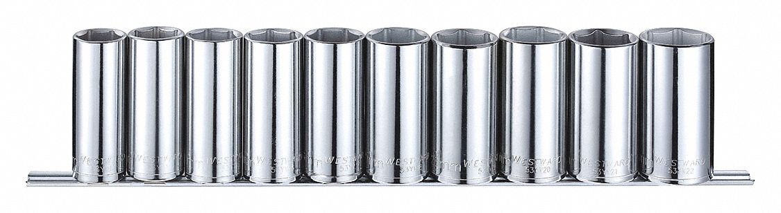 SOCKET SET,METRIC,1/2" DRIVE,10 PCS