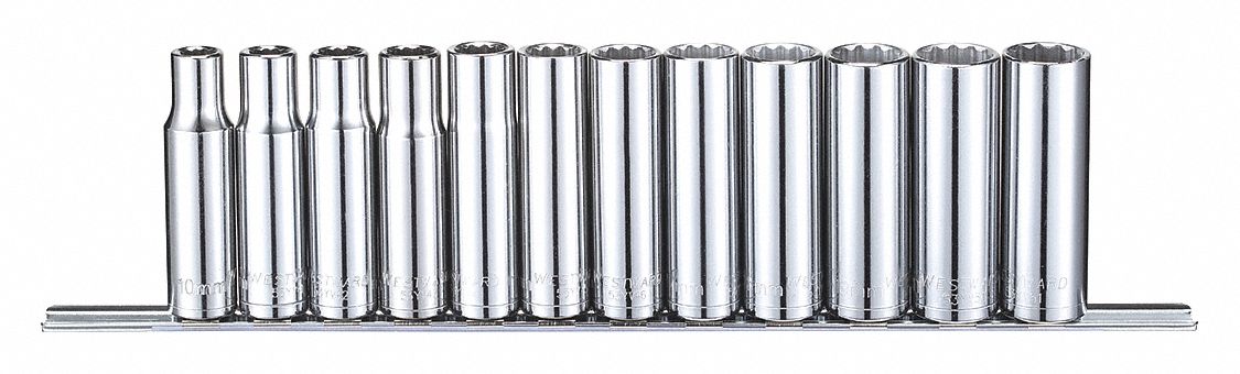 SOCKET SET,METRIC,1/2" DRIVE,12 PCS