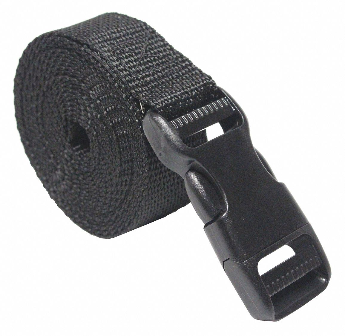 Bulk-Strap Cinch Strap: 1 in x 96 in, Polypropylene/Acetal, Black