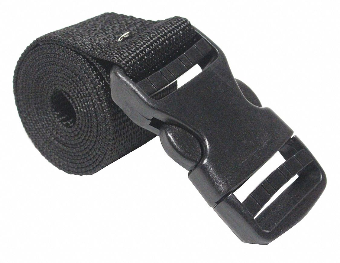 CINCH STRAP, POLYPROPYLENE, SIDE SQUEEZE, BLACK, 1-1/2 IN X 48 IN