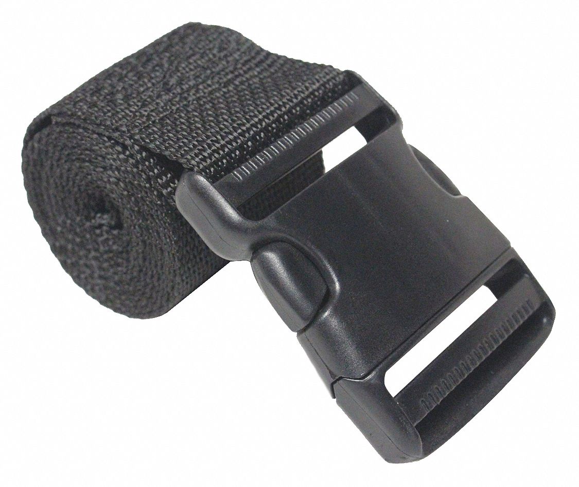 CINCH STRAP, POLYPROPYLENE, SIDE SQUEEZE, BLACK, 2 IN X 48 IN