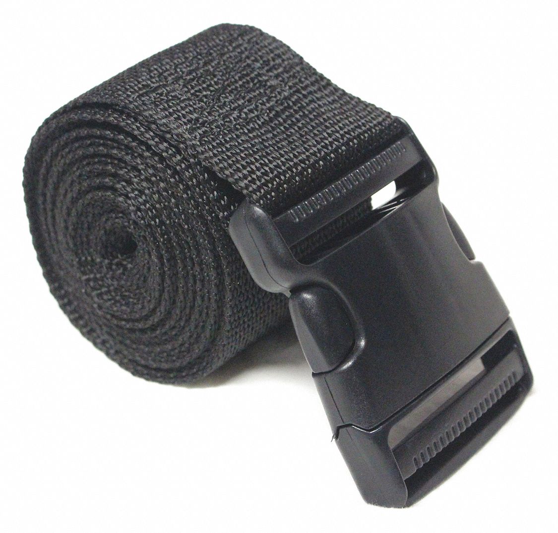 CINCH STRAP, POLYPROPYLENE, SIDE SQUEEZE, BLACK, 2 IN X 96 IN