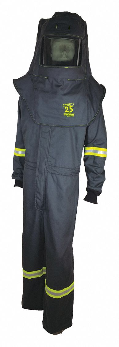 TCG25 ARC FLASH CLOTHING KIT, 2XL, 27 CAL/SQ CM ATPV, ARAMID, BIB OVERALLS/COAT/HOOD