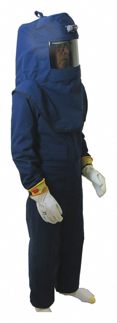 OBERON COMPANY ARC FLASH SUIT KIT (COAT, BIBS, HOOD), BLUE, 42 CAL