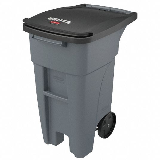 RUBBERMAID COMMERCIAL PRODUCTS, BRUTE(R), Gray, Rollout Trash Can ...