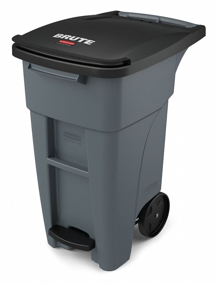 Trash Can Gry 32 gal Plastic