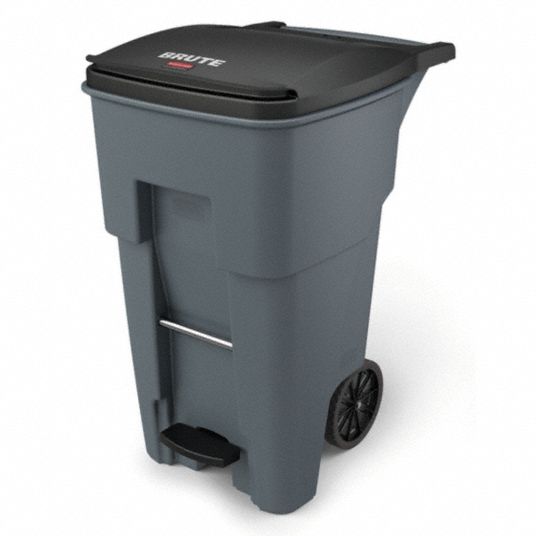 Rubbermaid Commercial Trash Can,Free-Standing,Roll Out,65 gal