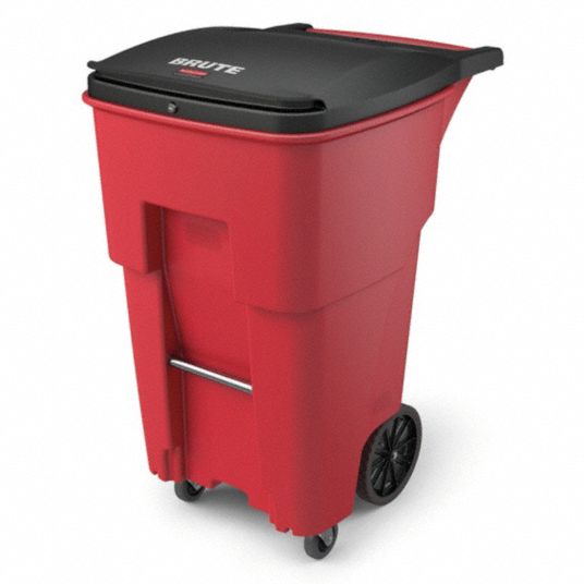 Rubbermaid Commercial Trash Can,Free-Standing,Roll Out,65 gal