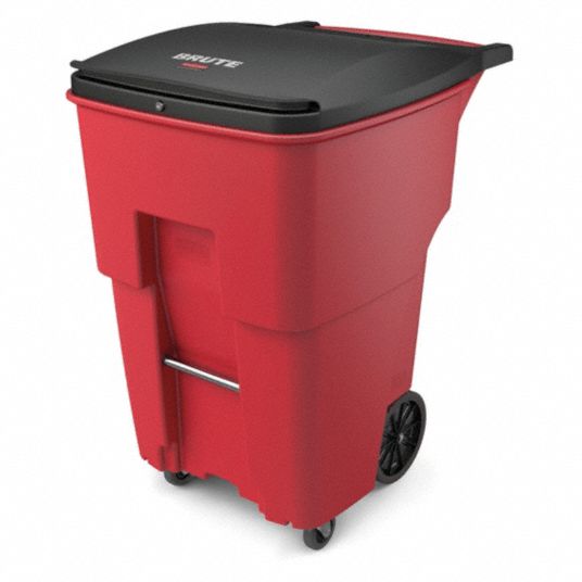 RUBBERMAID COMMERCIAL PRODUCTS, BRUTE(R), Red, Rollout Trash Can -  53PY52