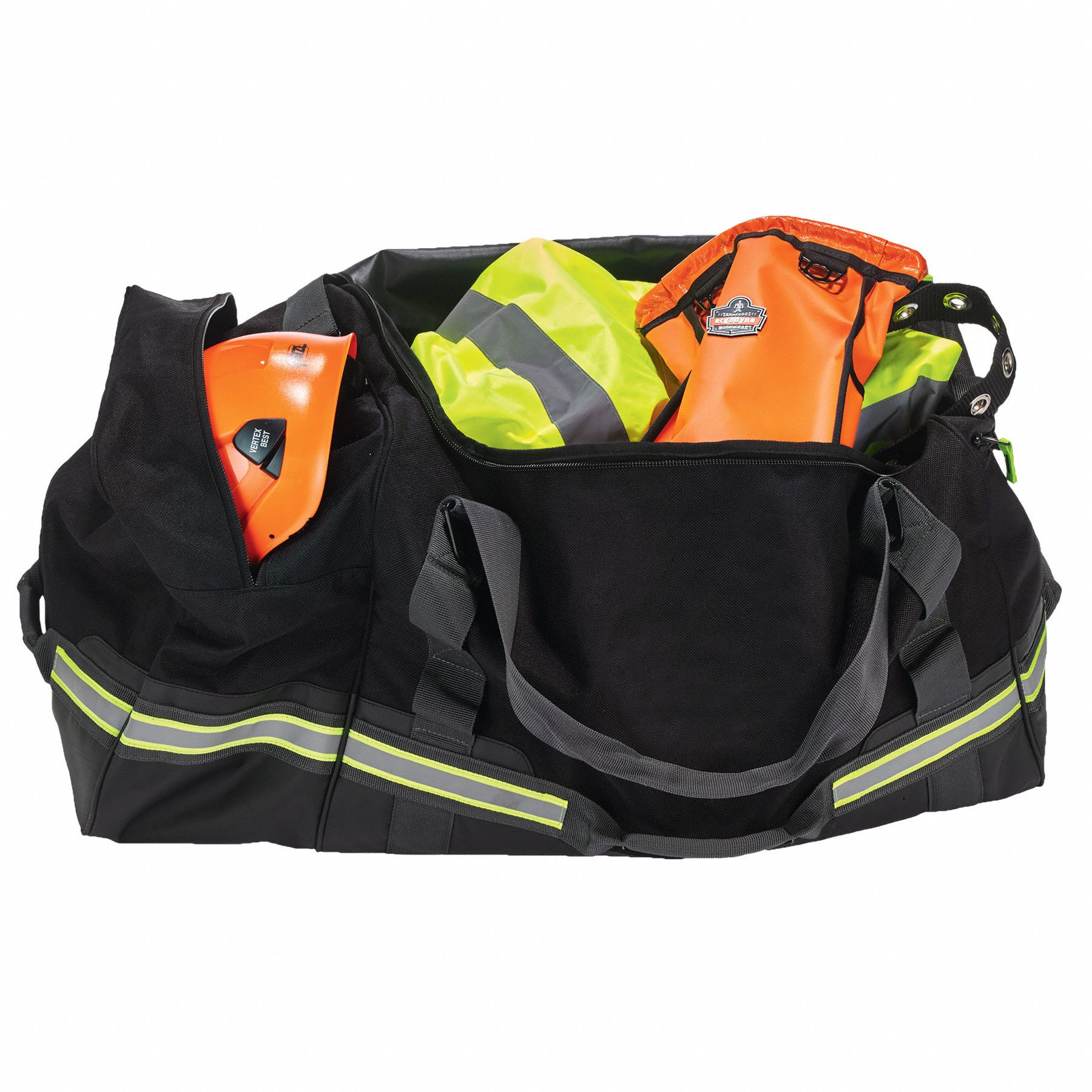 ERGODYNE Fire/Safety Gear Bag: Black, Polyester, 7,688 cu in Storage ...