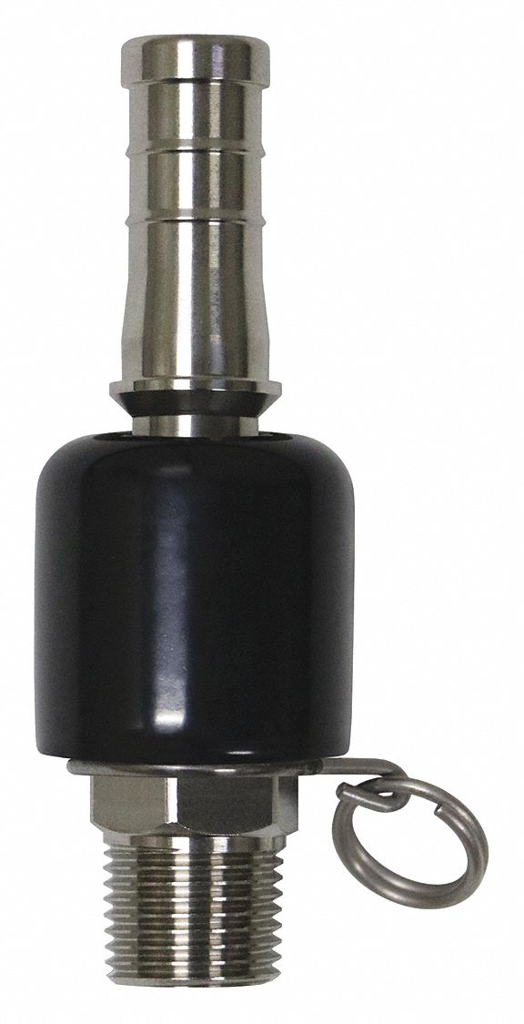 Swivel Hose Adapter: Stainless Steel, Stainless, 4 1/4 in Overall Lg, Barb
