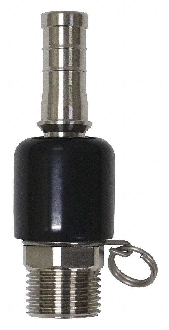 Swivel Hose Adapter: Stainless Steel, Stainless, 4 1/4 in Overall Lg, Barb