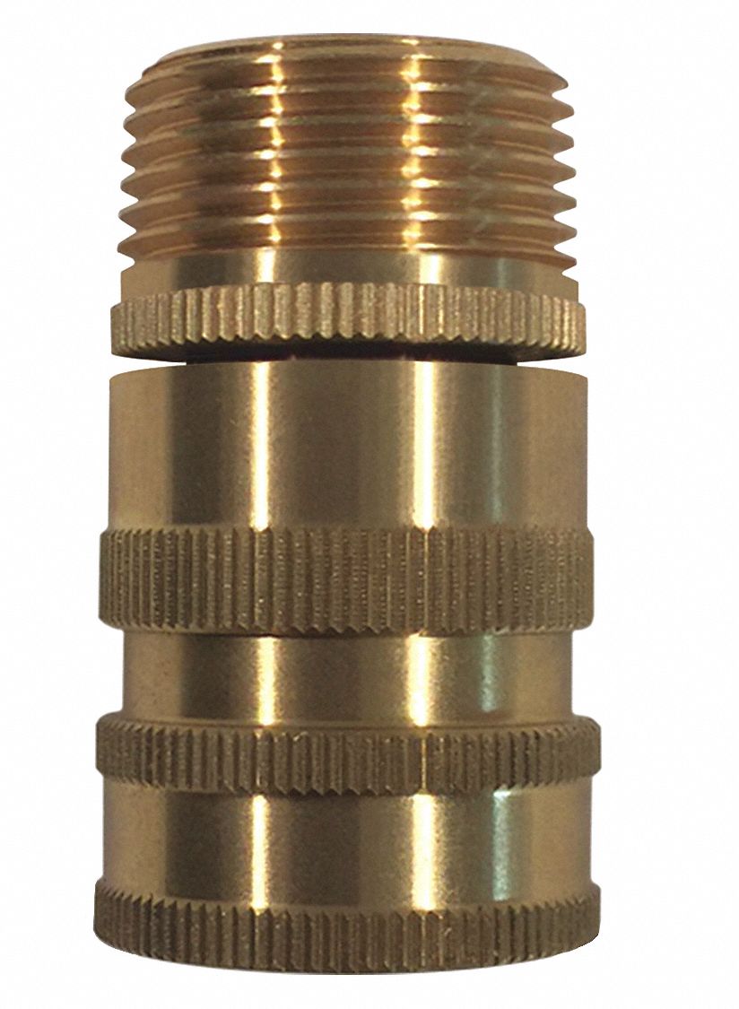 Quick Connect Hose Adapter: Brass, Brass, 2 in Overall Lg, 3/4 in Inlet Connection Size