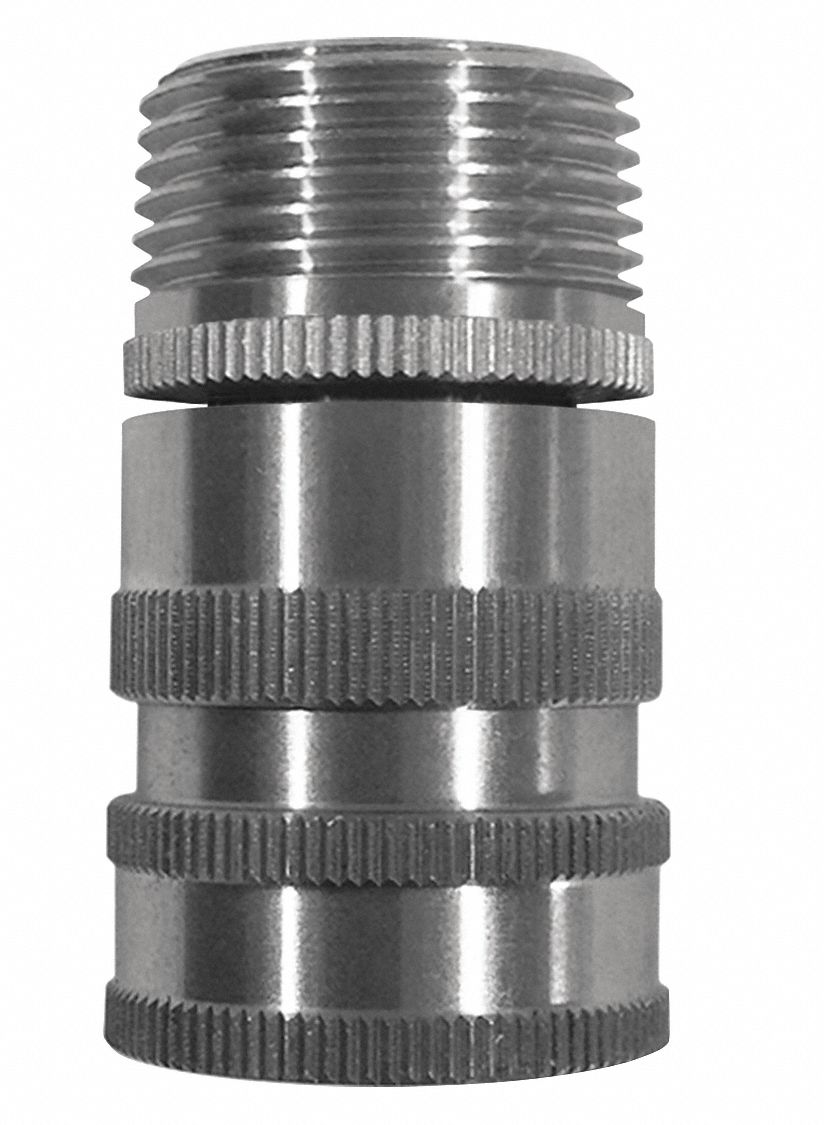 Quick Connect Hose Adapter: Stainless Steel, Stainless, 2 in Overall Lg, GHT