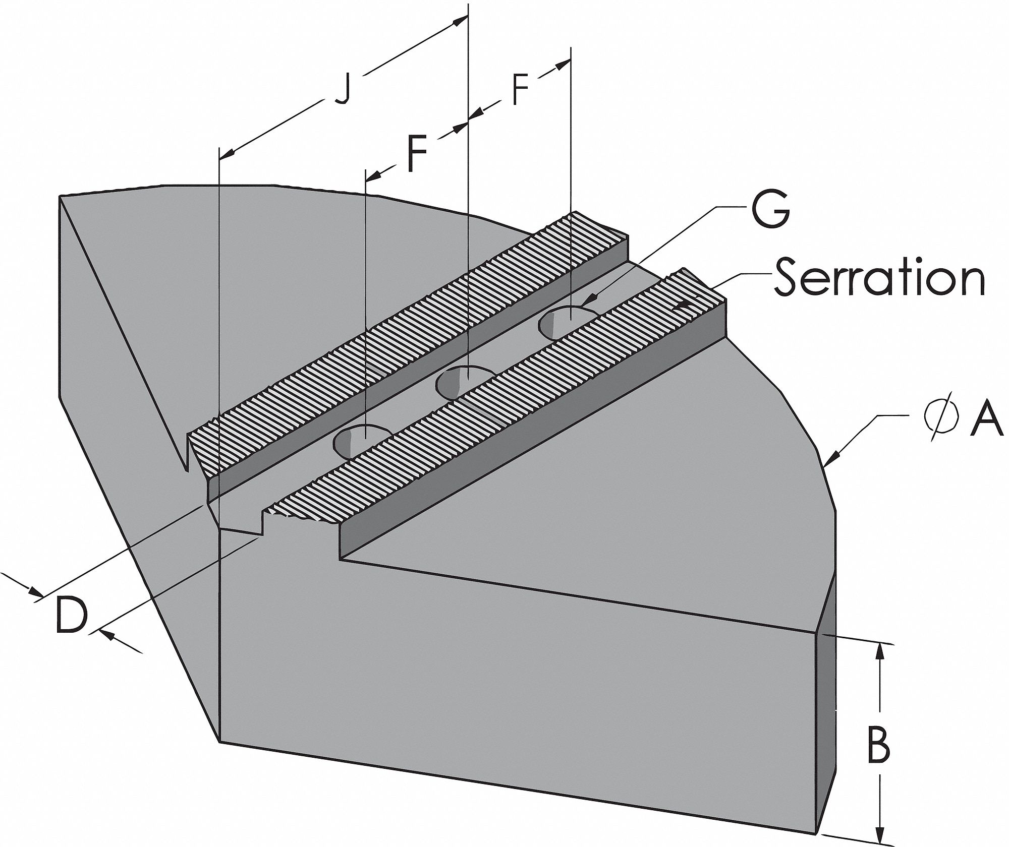 Lathe Jaw, M12, Aluminum