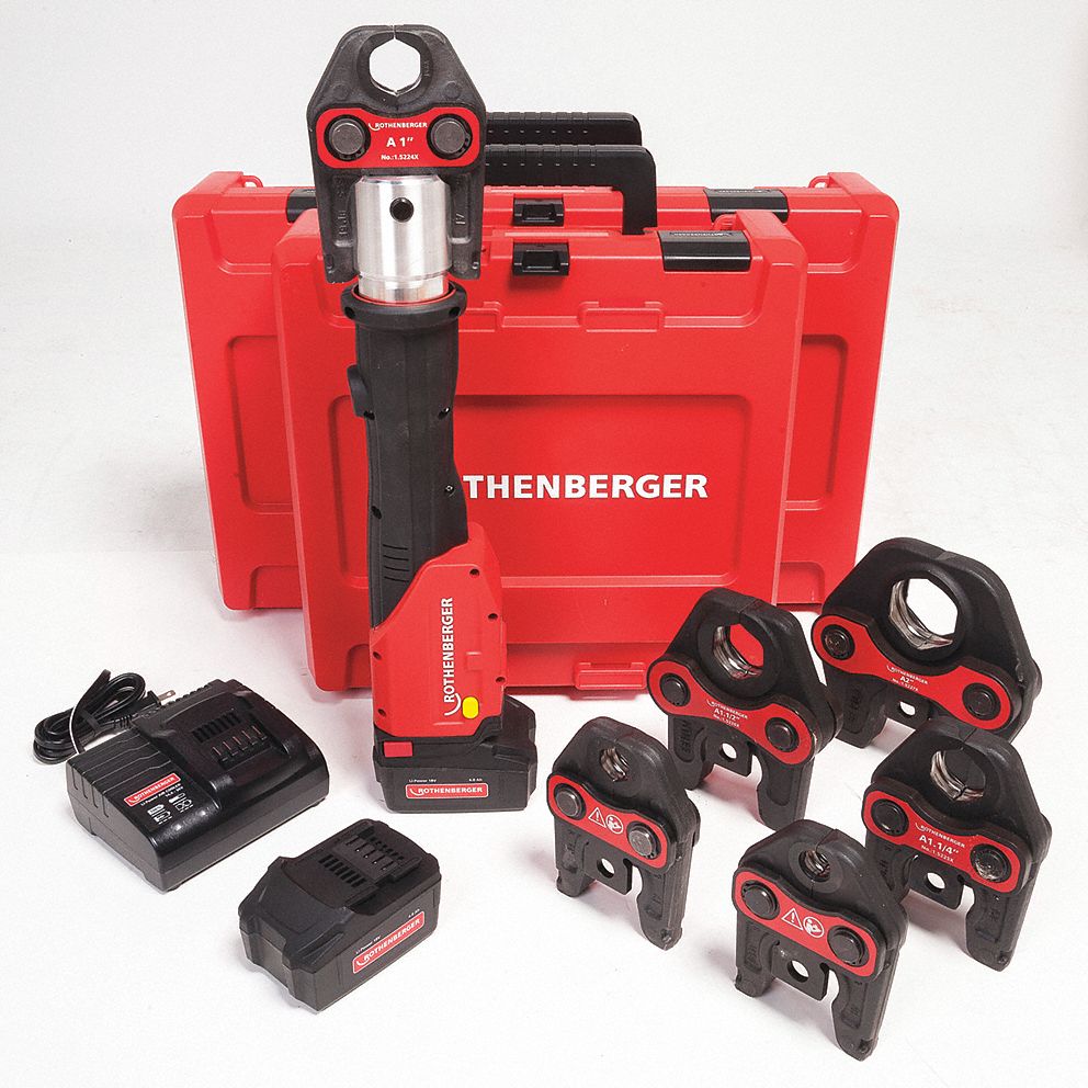 ROTHENBERGER PRESS TOOL KIT, CORDLESS, 18V LI-ION, 4 AH, 3.2 TONS