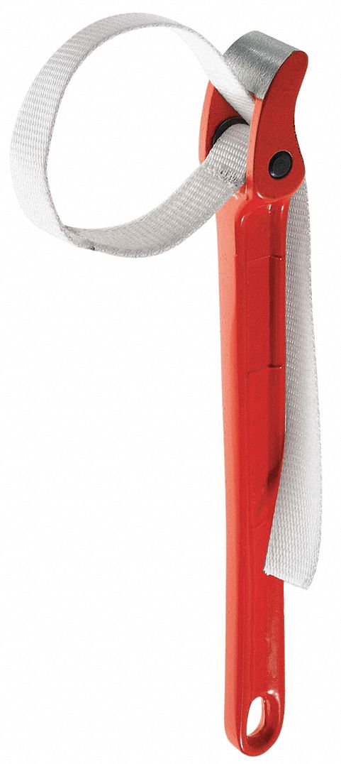 Strap Wrench: For 3 1/2 in Outside Dia, 13 in Handle Lg, 1 1/4 in Strap Wd, Nylon