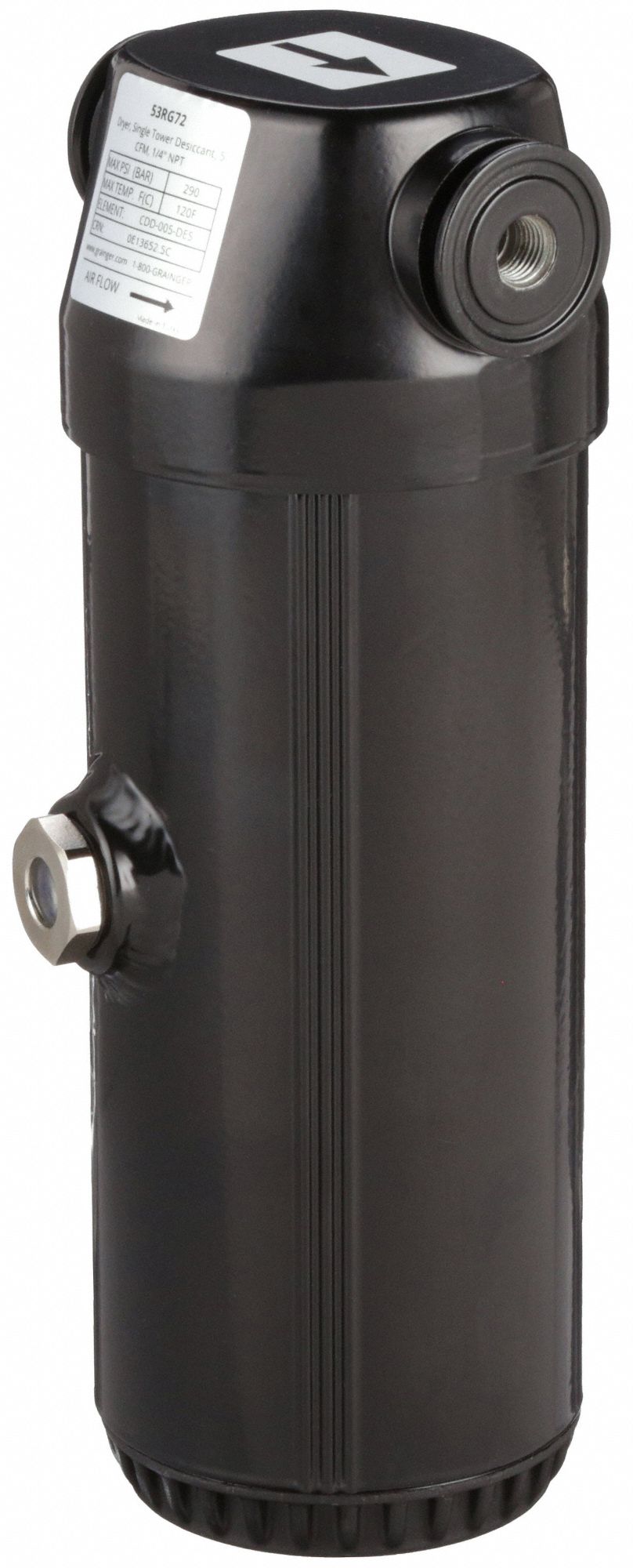 SPEEDAIRE Desiccant Air Dryer ISO Class 2, 1/4 in NPT, 5 cfm, 290 psi